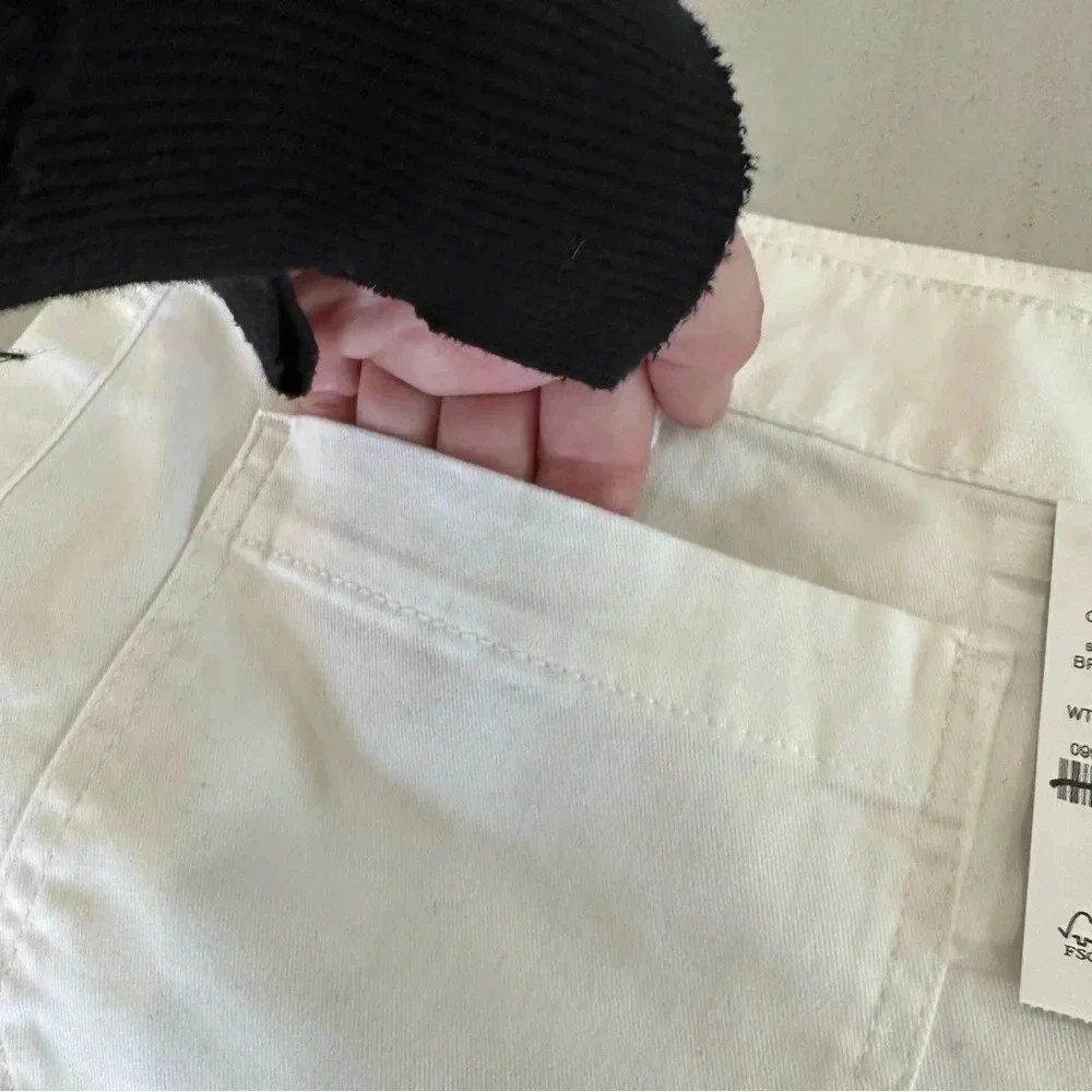 J. Crew New Patch-Pocket Chino Short Women's White Cotton Button Front Sz 14 NWT